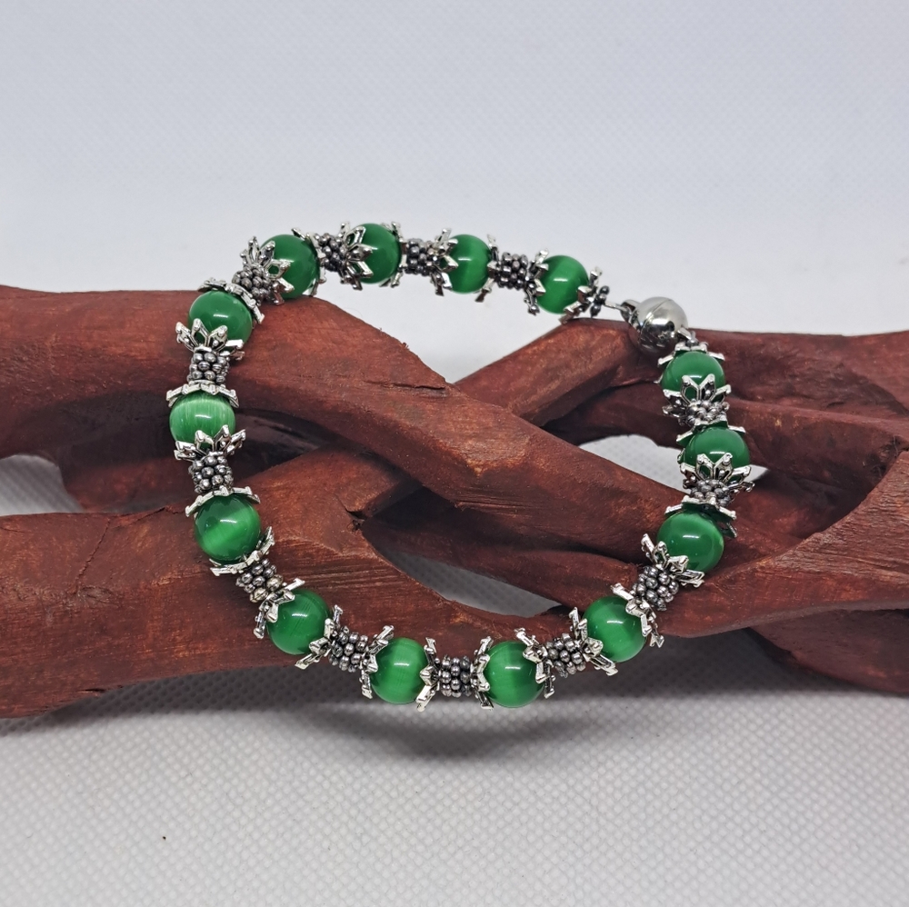 7" Green Catseye Bracelet
